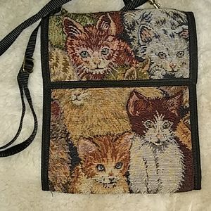 Danny k. Beverly Hills CA cat tapestry crossbody bag. Nwot
